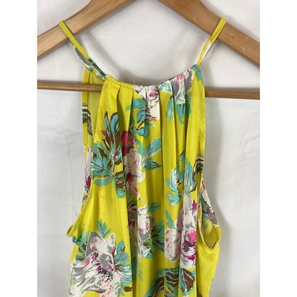 Lush Pleated Halter Tank Yellow Floral Pattern Size XS - Picture 5 of 6